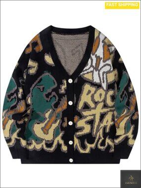 Knit Dinosaur Cardigan Button Down Loose Fit Vintage Kawaii Sweater
